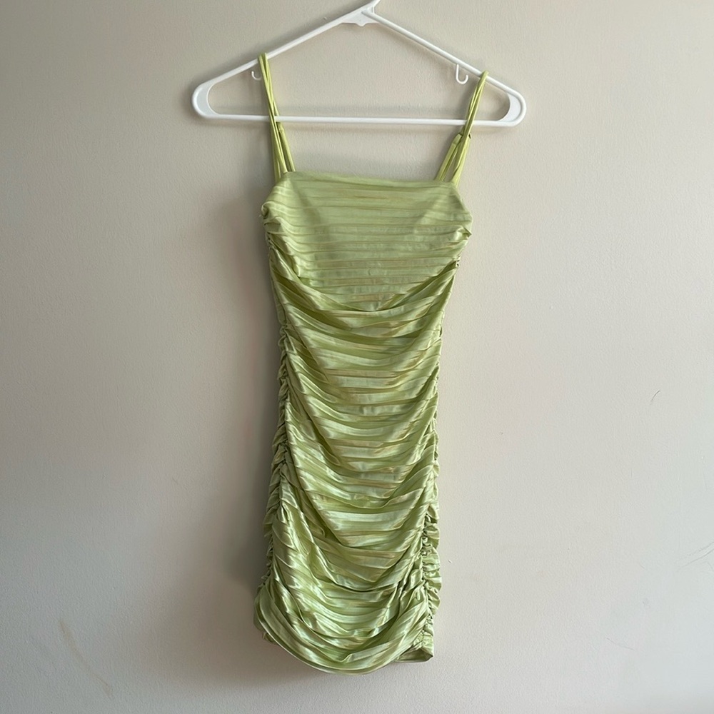 Lucy in the Sky Green Ruched Bodycon Mini Dress